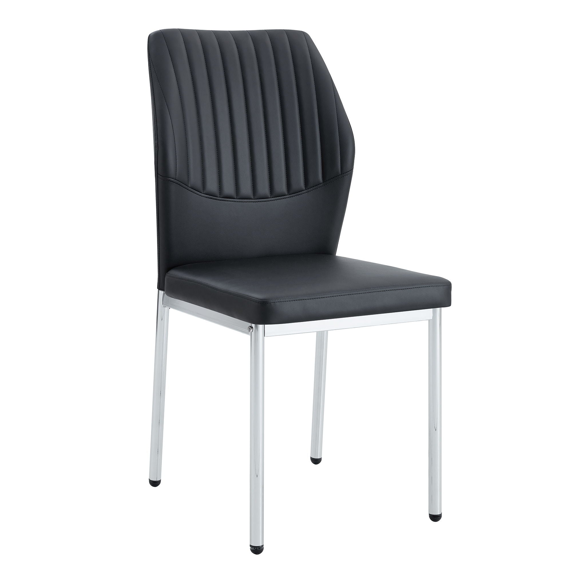 Luxury Simple Chair High Resilience Dining Chair Material With Metal Leg (Set of 6) - Black / Silver