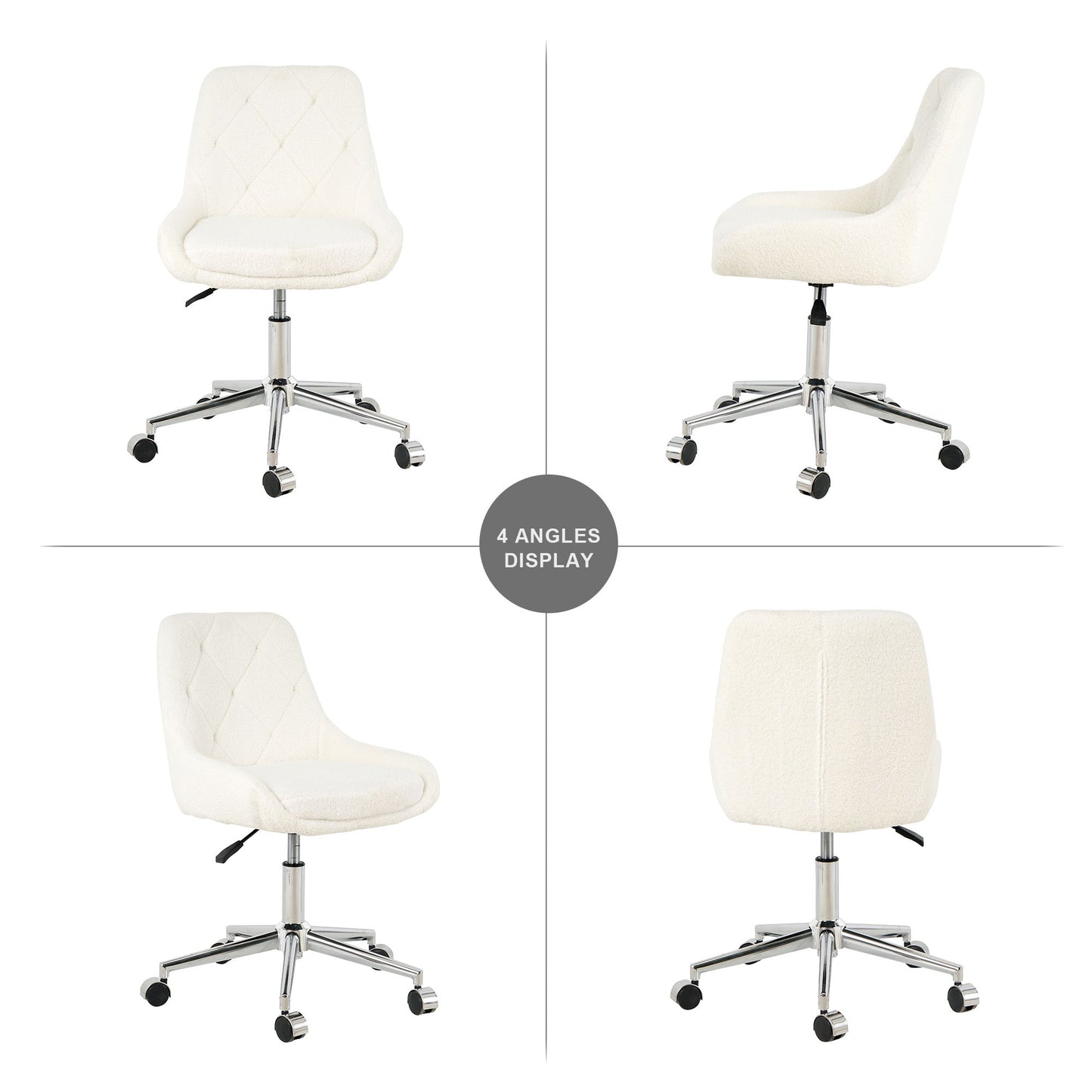 Modern Teddy Fleece Fabric Dining Chair With Chrome Legs, Soft And Comfortable - Beige