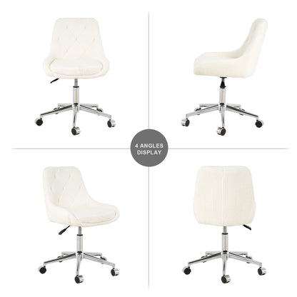 Modern Teddy Fleece Fabric Dining Chair With Chrome Legs, Soft And Comfortable - Beige