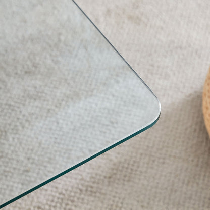 Modern Style Glass Top Coffee Table With Base Suitable For Living Rooms And Lounge Areas - Natural Wood