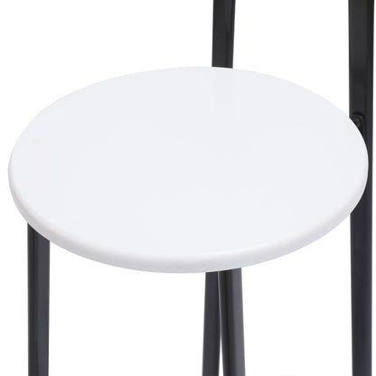 Modern Bar Stools With Backrest For Kitchen Island Or Pub Room, Metal Frame (Set of 3) - Black / White