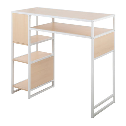 Display Farmhouse Bar Height Table With Storage Space - White / Natural