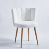 Modern Dining Chair (Set of 2) With Iron Tube Wood Color Legs, Shorthair Cushions And Comfortable Backrest, Suitable For Dining Room, Living Room, Cafe, Simple Structure - White