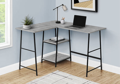 Computer Desk, Home Office, Corner, Storage Shelves, L-Shape, Work, Laptop, Contemporary, Modern - Gray