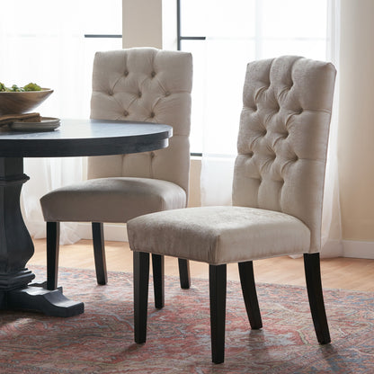 Harriet - Tufted Dining Chairs Upholstered With Solid Wood Frame (Set of 2) - Ivory