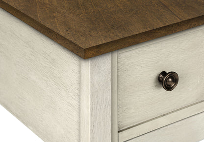 Accent End Table, 2 Tier, Narrow, Lamp, Storage Drawer, Transitional - White