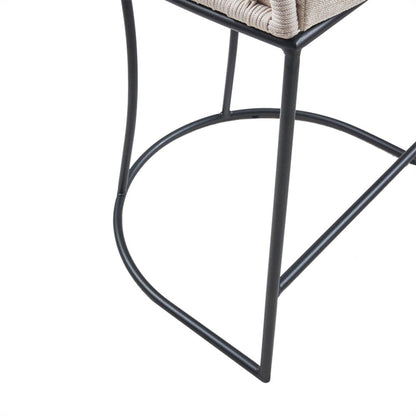 Woven Counter Stool With Upholstered Seat - Natural