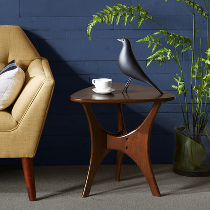 Mid - Century Triangle Wood Side Table - Pecan