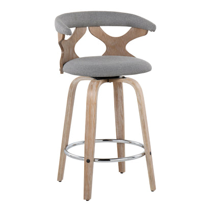 Gardenia - Contemporary Fixed Height Counter Stool With Swivel With Round Footrest (Set of 2) - White Washed / Gray