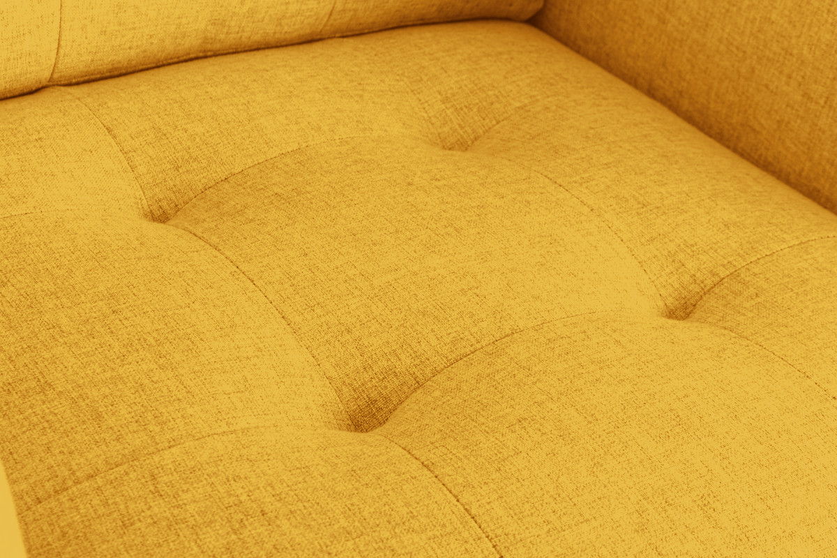 Victoria - Linen Fabric Armchair With Metal Legs, Side Pockets, And Pillow - Yellow