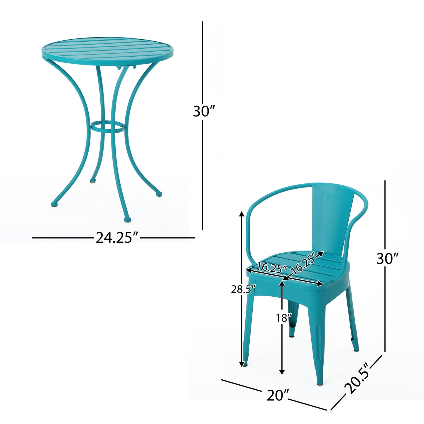 Colmar - 3 Piece Metal Set - Teal