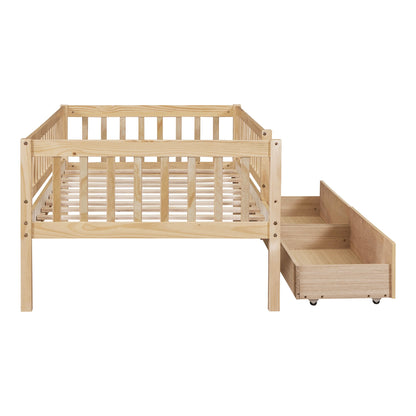 Twin Size Daybed Bed With Two Drawers - Natural