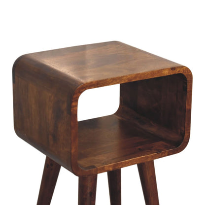 Mini Curved Open Bedside Table - Brown