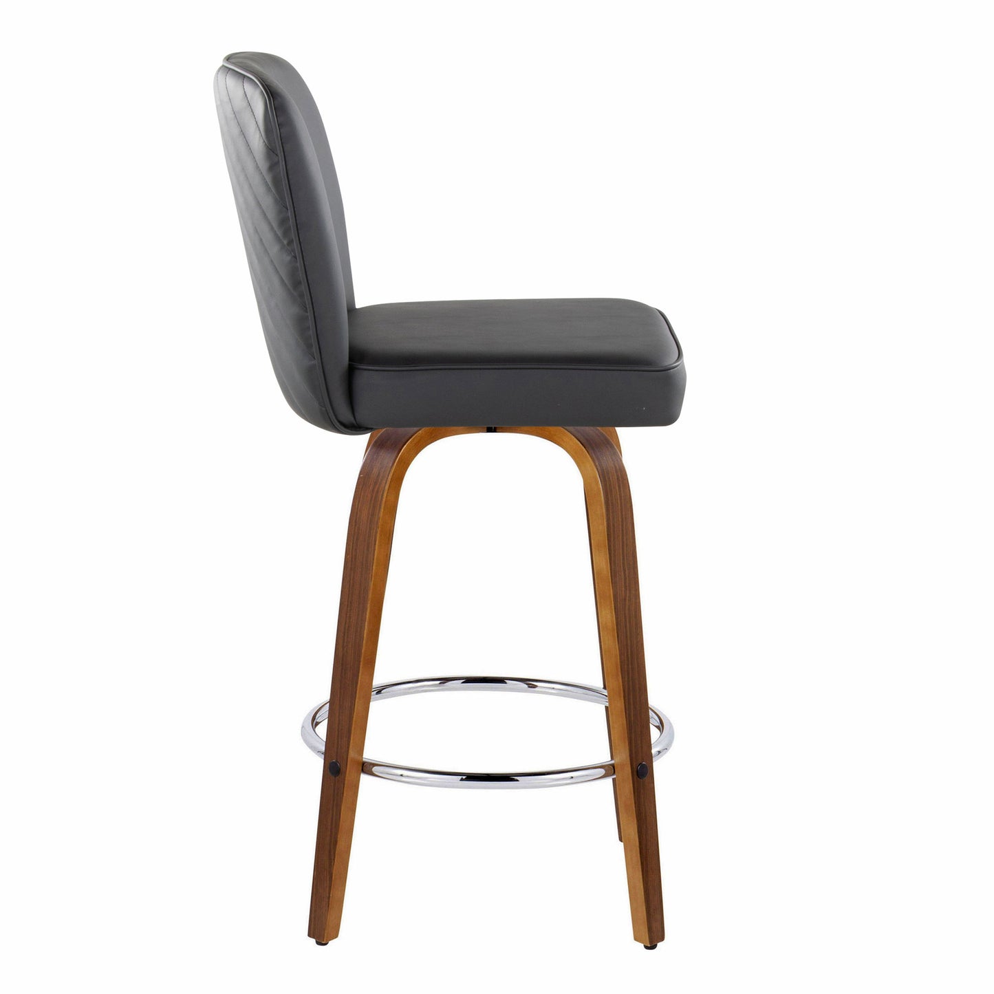 Henry - Contemporary Fixed Height Counter Stool With Swivel With Round Footrest (Set of 2) - Walnut / Black