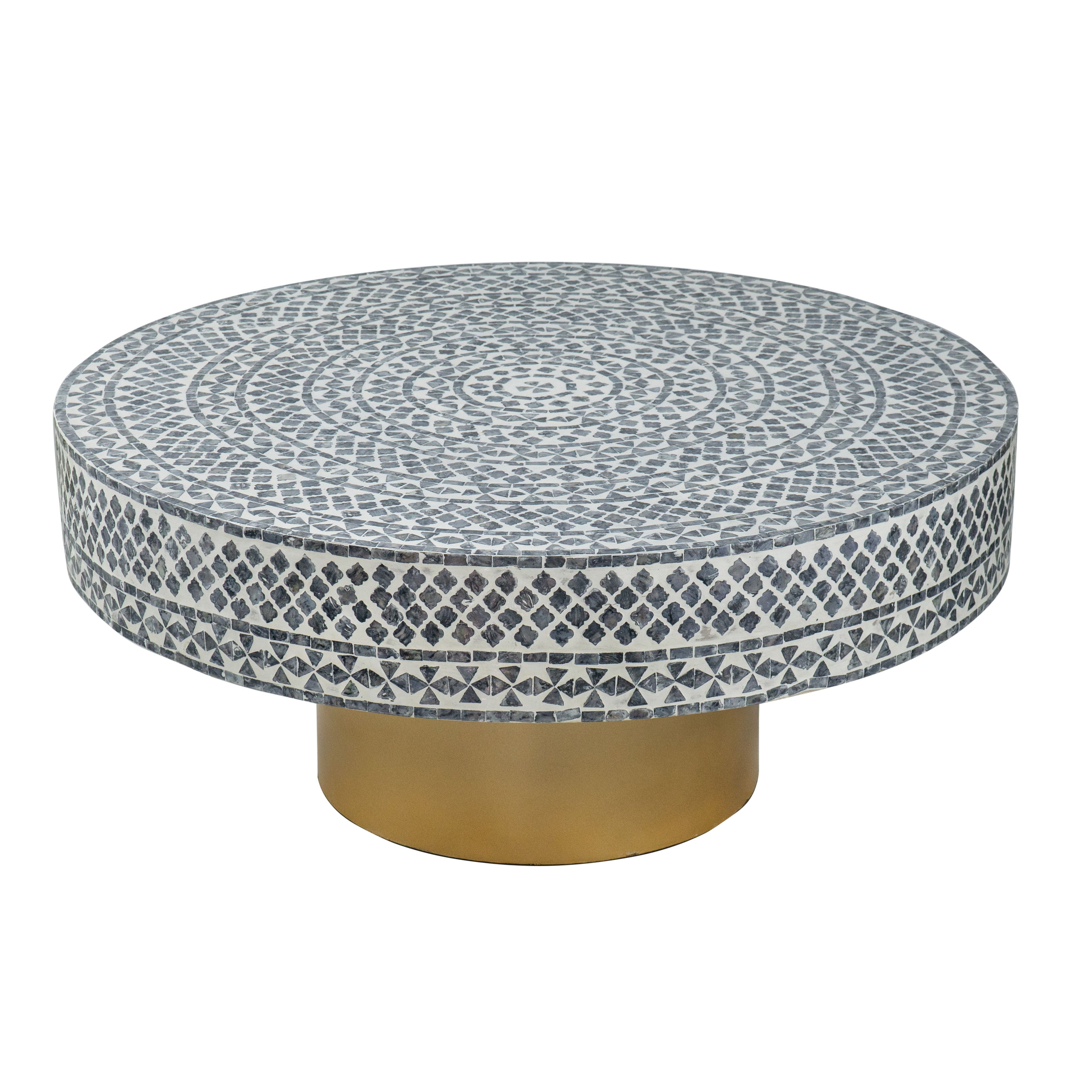Unique Capiz Coffee Table & Pedestal Base - Multi