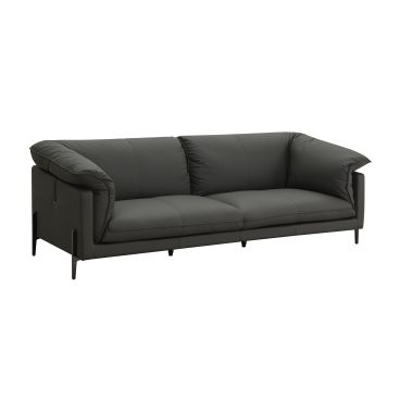 Tadi - Top Grain Leather Loveseat - Black