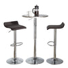 Ale - 3 Piece Bar Set Bistro Round Contemporary Adjustable Oval Footrest - Silver / Chrome / Brown
