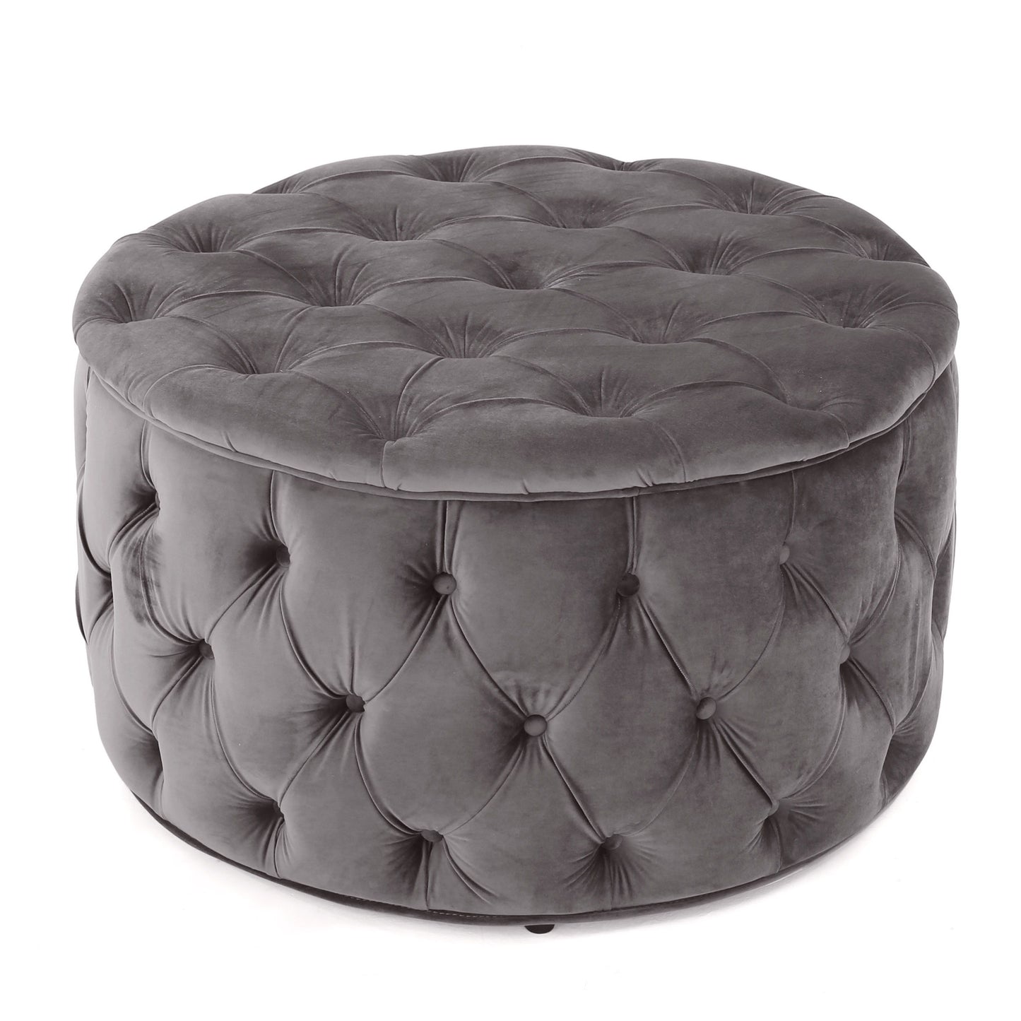 Modern Velvet Ottoman Footstool With Plush Cushioning - Gray