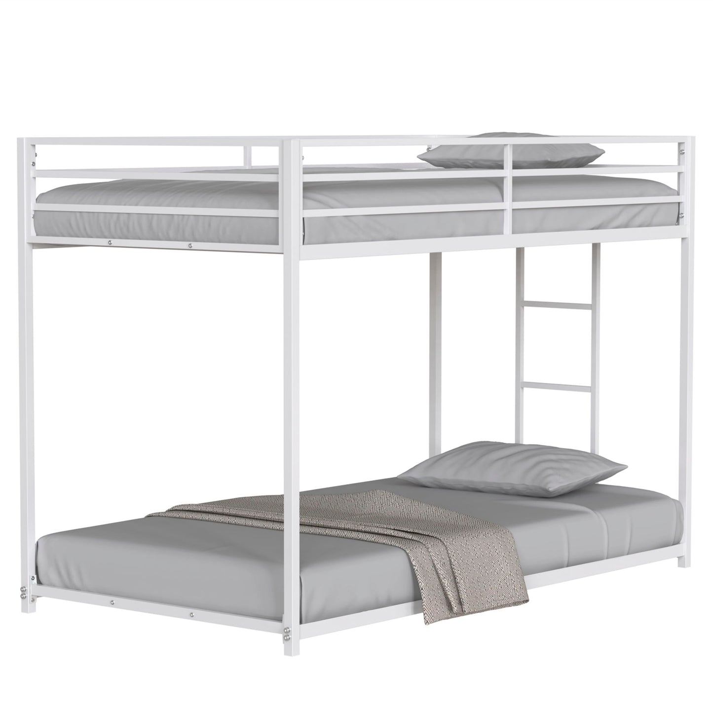 Adam - Twin Over Twin Metal Bunk Bed - White