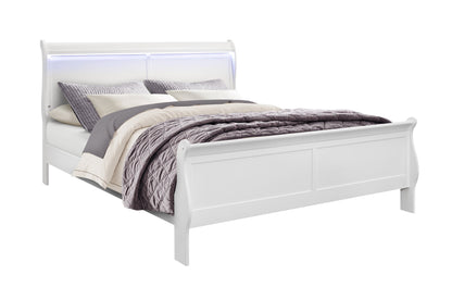 Charlston - King Bed With LED - White