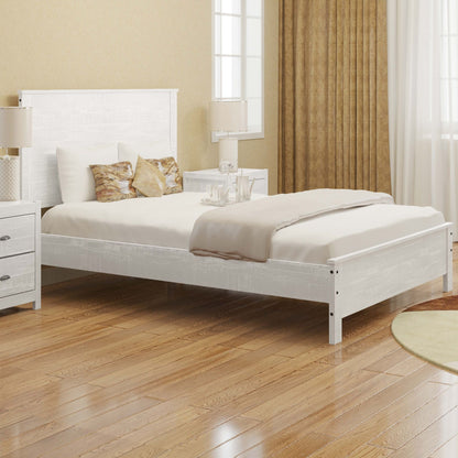 Albany - Queen Bed Frame With Headboard, Heavy Duty Modern Rustic Design - White