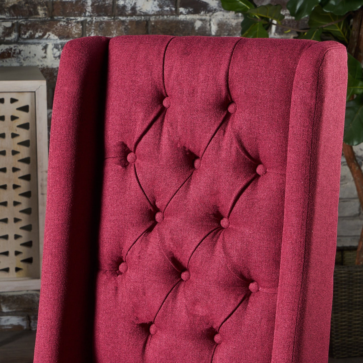 Modern Tufted Dining Chair (Set of 2) With High Back And Birch Wood Legs - Red