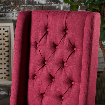 Modern Tufted Dining Chair (Set of 2) With High Back And Birch Wood Legs - Red