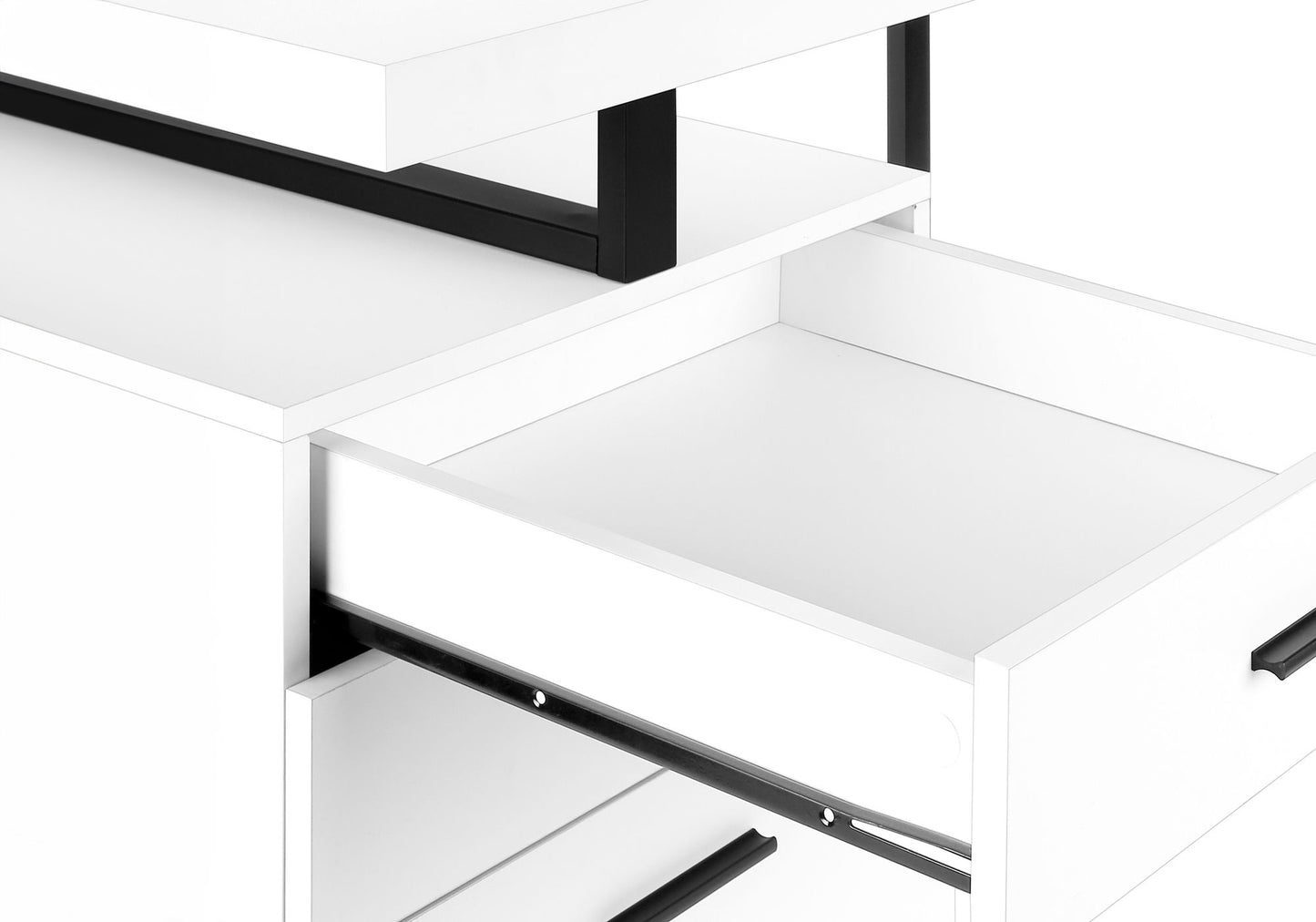 Computer Desk For Home Office, Laptop, Left Right Set - Up, Storage Drawers - White