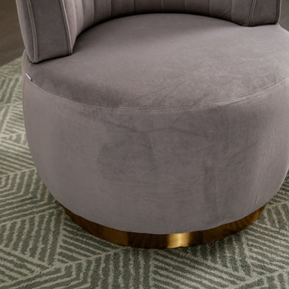 Swivel Barrel Chair, Round Armchairs With Fluffy, 360 Degree Swivel - Gray