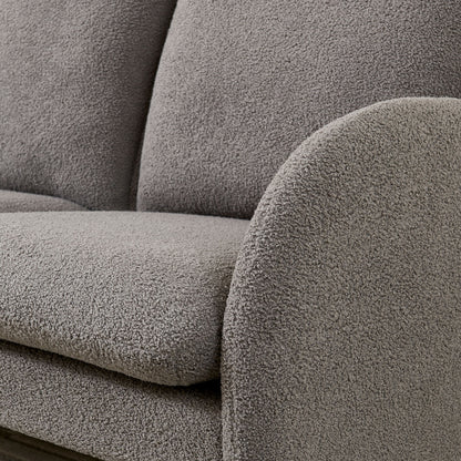 Loveseat Sofa Small Couch For Living Room, Sherpa Fabric Upholstered Loveseat Sofa Couch, Small Loveseat Sofa For Apartment, Bedroom - Gray