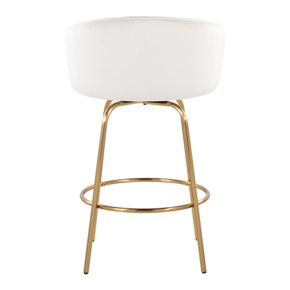 Claire - Contemporary / Glam Counter Stool With Swivel With Round Footrest (Set of 2) - Cream
