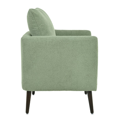 Modern Accent Chair, Upholstered Armchair For Living Room, Mid Century Fabric Lounge Chair With Pillow, Comfortable Reading Chair With Wood Legs For Living Room, Reception Room - Light Green