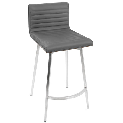 Mason - 3 Piece Swivel Mid-Century Modern Counter Height Dining Set With Adjustable Table - Chrome / Brown / Gray