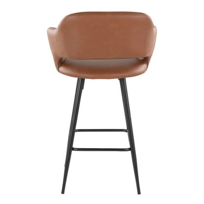 Margarite - Contemporary Fixed Height Counter Stool With Square Footrest (Set of 2) - Black / Brown