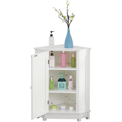 Bathroom Cabinet Triangle Corner Storage Cabinet With Adjustable Shelf Modern Style - White
