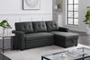 Upholstered Pull Out Sectional Sofa & Chaise - Dark Gray