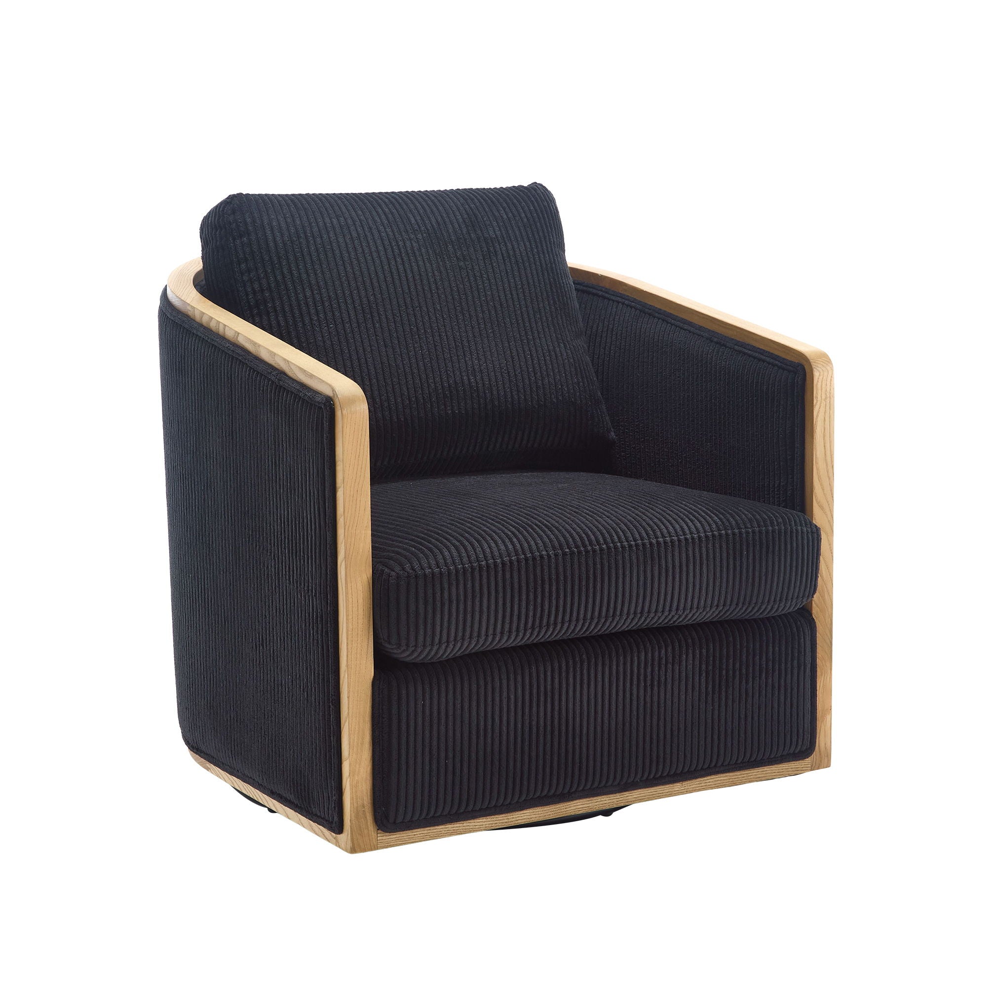 Swivel Barrel Chair, Comfortable Accent Sofa Chair, 360 Degree Swivel - Black