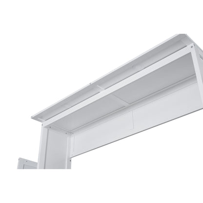 Queen Size Murphy Wall Bed With Shelves And LED Lights - White