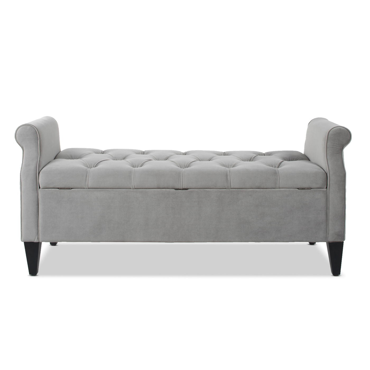 Jacqueline - Tufted Roll Arm Storage Bench - Opal Gray