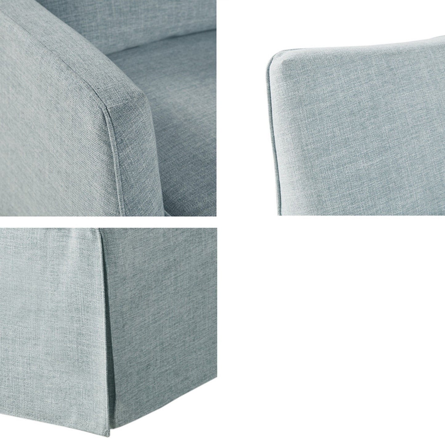 Modern Design London Skirted Swivel Chair With 360 Degree Rotation - Light Blue