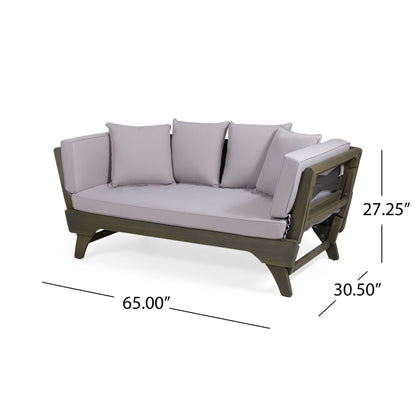 Outdoor Expandable Daybed With Water Resistant Cushion - Gray