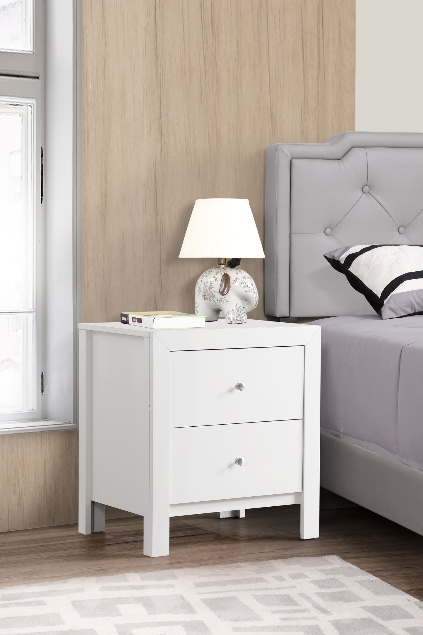 Transitional Nightstand - White