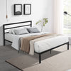 Queen Metal Bed Frame With Headboard - Black