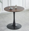 Tulip Table Mid-Century Dining Table For 2-4 People With Round MDF Table Top, Pedestal Dining Table, End Table Leisure Coffee Table - Walnut / Black
