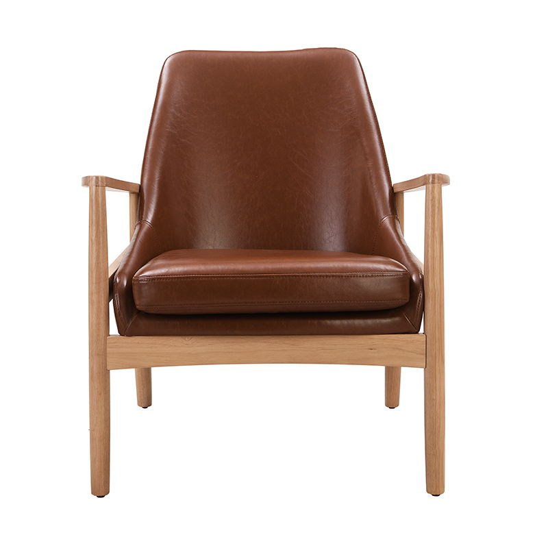 Accent Chair, Mid-Century Modern Armchair With Solid Wood Frame, Reading Leisure Chair With High Back For Living Room - Brown