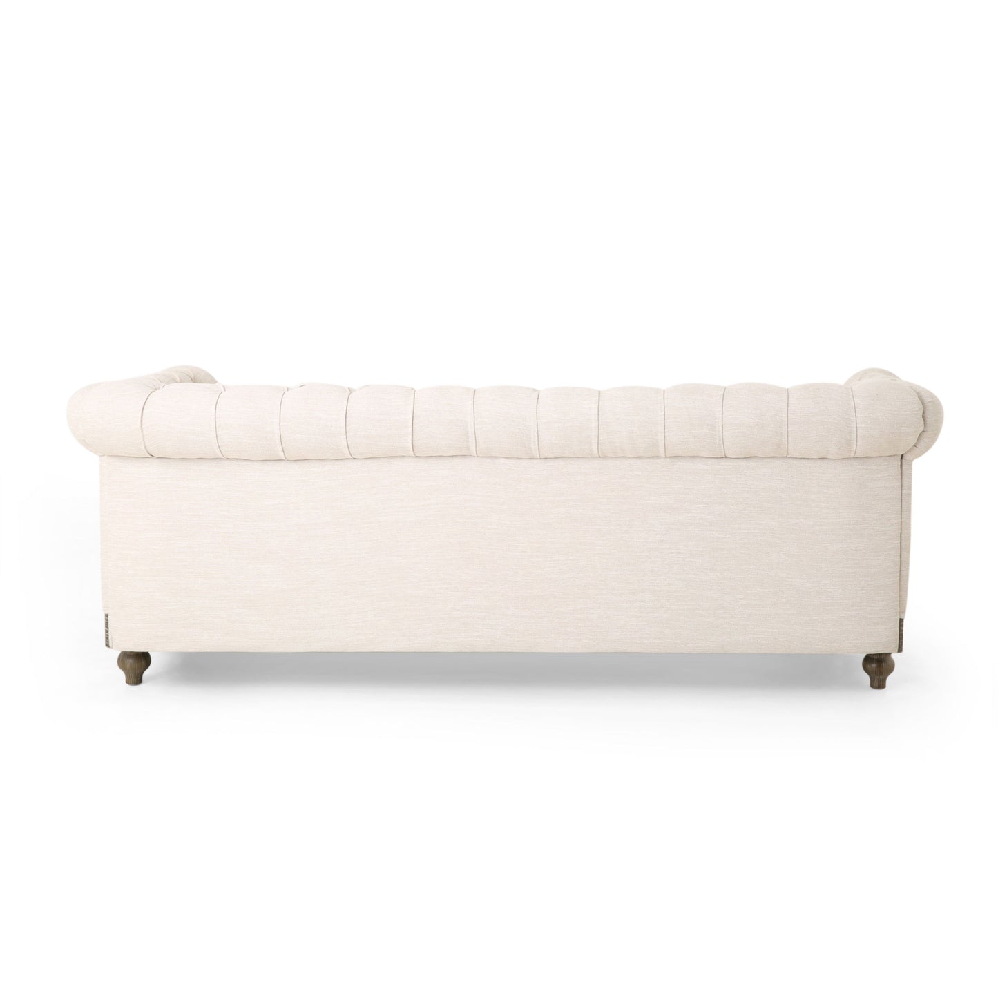 Comfy 3 Seat Sofa With Wooden Legs, Retro Style For Living Room And Study - Beige