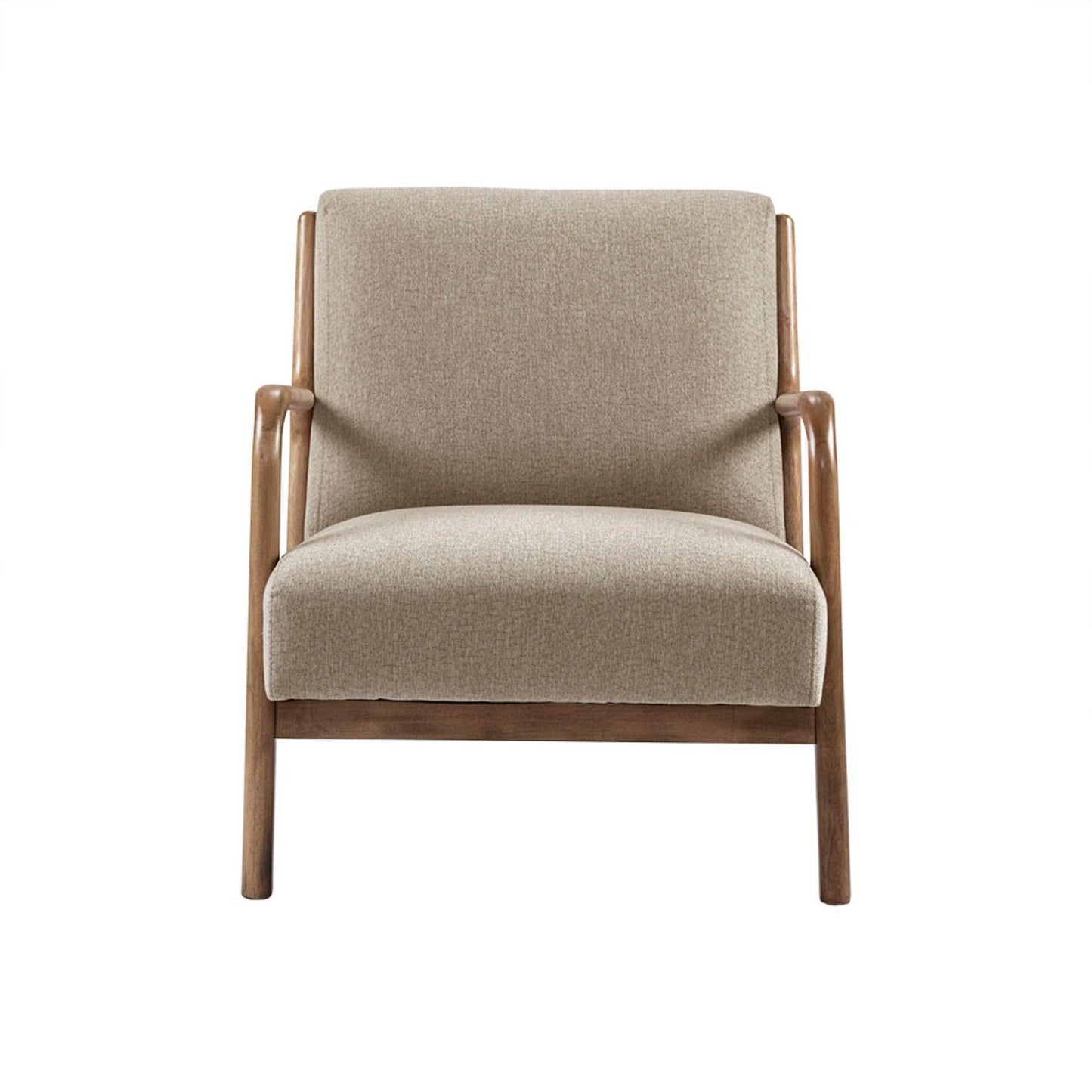 Mid - Century Lounge Chair With Upholstered Seat - Taupe
