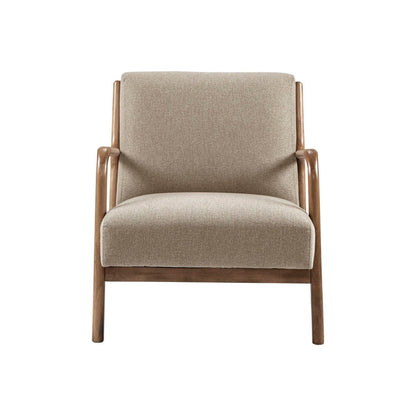Mid - Century Lounge Chair With Upholstered Seat - Taupe