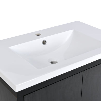 Bathroom Vanity Set With Sink, Combo Cabinet, Bathroom Storage Cabinet, Solid Wood Frame - Black