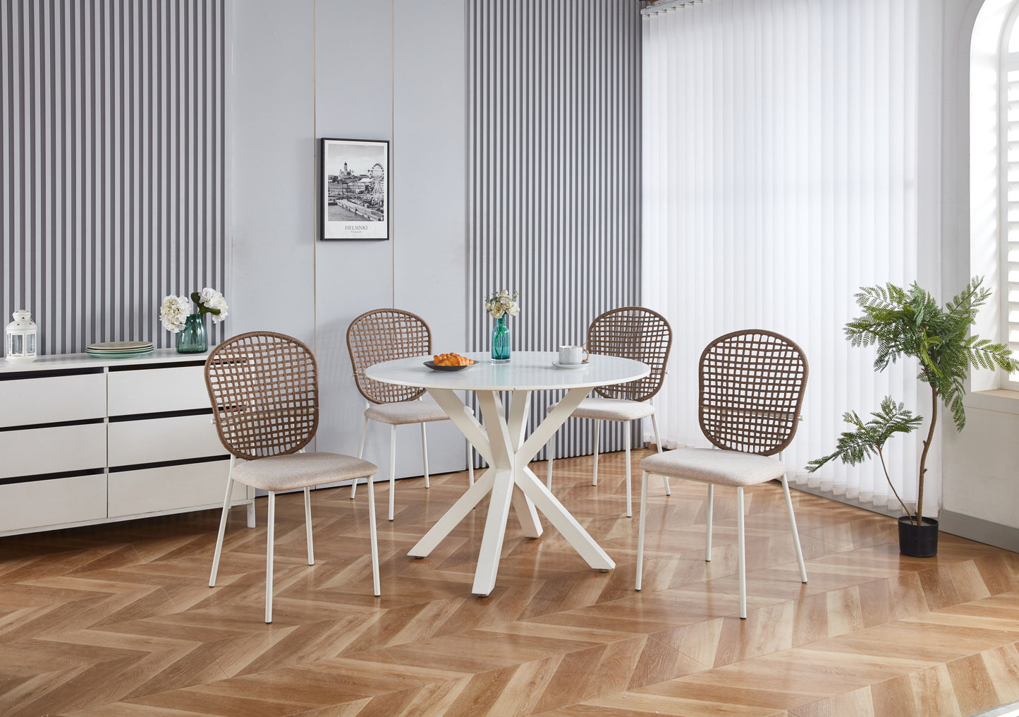 Sennit Chair, Dining Chair, Coffee Chair (Set of 4) - Beige
